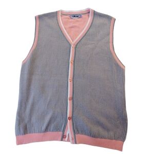 Lavane New York Vintage Men's Sweater‎ Vest Pink And Blue Size XL Golf Grandpa